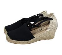 TORRES Valenciana Alpargata Valenciana Negra de Esparto para Señora, Elegancia Artesanal y Confort Mujer Alpargatas Negro 37