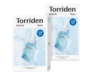 Torriden Dive-In - Mascarilla facial de ácido hialurónico de bajo peso molecular (27 ml, hidratante, regeneración de la piel, 10 unidades)