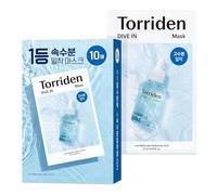 Torriden DIVE-IN Mascarillas faciales de ácido hialurónico de baja molécula 10EA - Hojas 100% celulosa para pieles sensibles y secas sin perfume sin alcohol sin colorantes | vegano limpio sin crueldad