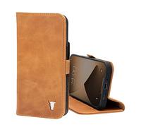 TORRO Funda Compatible con iPhone 13 - Funda Tipo Cartera de Cuero Premium con Soporte y Ranuras para Tarjetas (Marrón Claro)