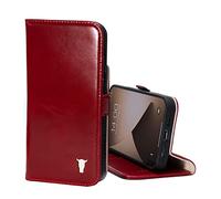 TORRO Funda Compatible con iPhone 13 - Funda Tipo Cartera de Cuero Premium con Soporte y Ranuras para Tarjetas (Rojo)