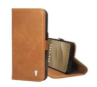 TORRO Funda Compatible con iPhone 15 - Funda Tipo Cartera de Cuero Premium con Soporte y Ranuras para Tarjetas - Marrón Claro