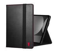 TORRO Funda de Piel Compatible con Samsung Galaxy Tab S11 - Funda de Piel prémium para Galaxy Tab S11 2025 de 11 Pulgadas con función Atril (Negro con Detalles en Rojo)