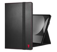 TORRO Funda de Piel Compatible con Samsung Galaxy Tab S11 Ultra - Funda de Piel prémium para Galaxy Tab S11 Ultra 14,6” 2025 con función Atril (Negro con Detalles en Rojo)