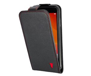 TORRO Funda Flip Compatible con iPhone SE/8/7 - Estuche de Cuero Genuino de Calidad con Ranuras para Tarjetas y Solapa Vertical (Negro)