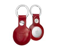 TORRO Llavero Compatible con AirTag: Funda de Piel auténtica con Anilla de Metal Cepillado (Rojo)