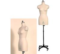 Torso de maniquí de vestido de costura de espuma, maniquí de modistas de medio cuerpo femenino con rueda(3XL)