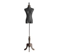 Torso de maniquí Femenino Ajustable Negro con Base de Madera - Forma de Medio Cuerpo para exhibición de Ropa y sastrería - Busto 86 cm / 33,8 Pulgadas Venta minorista