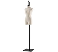 Torso de maniquí Femenino con Soporte de Metal y Gancho, para Colgar Pantalones de Ropa de Mujer, maniquí de Sastre con Forma de Vestido de Medio Cuerpo, Altura Ajustable 120-182 cm (Color : White)
