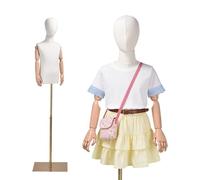 Torso de maniquí Infantil, Altura Ajustable de 132 a 185 cm, maniquí de Costura con Brazos de plásticos y Cabeza Desmontable para talleres de confección.