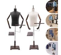 Torso de maniquí masculino con soporte ajustable, accesorios desmontables para exhibición de trajes y ropa