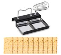TorSor Soporte para soldador con resorte, organizador de base con 2 ranuras de acero y 10 esponjas de limpieza para kit de estación de soldador, pistola de lápiz, recipiente de punta de soldadura