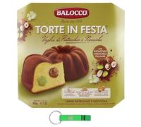 Torta Balocco Balocco in Festa Pistacchio e Nocciola - Postre italiano de Navidad - Pastel relleno de pistacho y crema de avellana 400 g + llavero Beni Culinari gratis