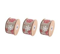 Torta de cinta de papel de embalaje de mariposa, 3 rollos de cinta navideña con alambre, lazos navideños anchos decorativos, accesorios de bricolaje for tartas, cinta con temática navideña, diseño fes