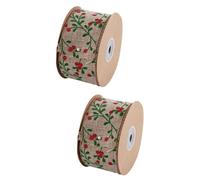 Torta de cinta de papel de embalaje de mariposa, 3 rollos de cinta navideña con alambre, lazos navideños anchos decorativos, accesorios de bricolaje for tartas, cinta con temática navideña, diseño fes