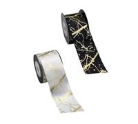 Torta de cinta de papel de embalaje de mariposa, Cinta decorativa elegante de lámina dorada, 2 rollos de poliéster resistente for decorar tartas, ramos, envolver álbumes de recortes, lazos for el pelo