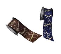 Torta de cinta de papel de embalaje de mariposa, Cinta decorativa elegante de lámina dorada, 2 rollos de poliéster resistente for decorar tartas, ramos, envolver álbumes de recortes, lazos for el pelo