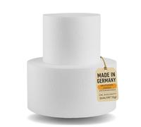 Torta de poliestireno de 2 pisos, calidad 12 g/l, altura redonda, 17 cm, se compone de 10,5 / 16 cm con cinta adhesiva de doble cara, ideal para tarta de nacimiento/celebración