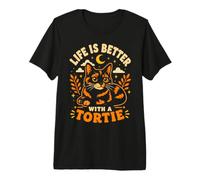 Tortie Cat La Vida es Mejor con una Mascota con Forma de Carey, mamá y papá Camiseta Premium