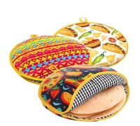 Tortilla Warmer Pouch - 3 Flour Warming Holder | Holds Up To 15 Pancakes Microwave Insulated Pouch | For Catering Buffets Hosting Pizza Cooking Kitchen Restaurant | 30cm Soft Polyester Fiber Fabric Re
