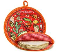 Tortillada - Calentador de Tortillas 30 cm para Microondas - Calentador de Tortillas de Algodón/Poliéster para Tortillas, Tacos, Roti y Chapati - Bolsa para Mantener Tortillas Calientes - Rojo