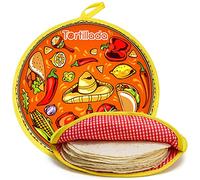 Tortillada - Calentador de Tortillas 30 cm para Microondas - Calentador de Tortillas de Algodón/Poliéster para Tortillas, Tacos, Roti y Chapati - Bolsa para Mantener Tortillas Calientes - Naranja