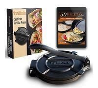 Tortillada - Prensa de Tortillas de Hierro Fundido - Fácil de Usar para Tortillas Caseras + Guía de Recetas (25 cm)