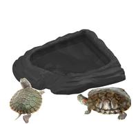 Tortoise Dish Bowl, Reptile Bath Basin, 6.93x5.71x1.38 Inches Stone Look Feeding Plate, Terrarium Food Tray for Aquarium, Gecko, Snake, Habitat, Tank, Decor, Bearded Dragon, Enclosure