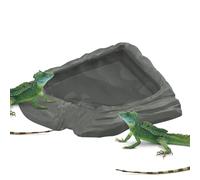 Tortoise Food Dish, Reptile Bath Pool Basin, 6.93x5.71x1.38 Inches Spill Proof, Realistic Natural Look, Water Bowl for Turtle, Gecko, Snake, Terrarium, Tank, Aquarium and Feeder Tray