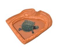 Tortoise Food Dish, Reptile Bath Pool Basin, 6.93x5.71x1.38 Inches Spill Proof, Realistic Natural Look, Water Bowl for Turtle, Gecko, Snake, Terrarium, Tank, Aquarium and Feeder Tray