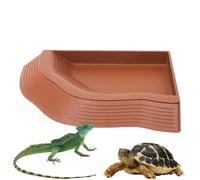 Tortoise Food Dish, Reptile Pool Bowl, Decorative Snake with Ramp, Unique Anti-Slip, Feeder Tray For Feeding Aquarium & Terrarium Decoration, Pet Water Dish, 37.2x29.5x4.7cm