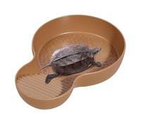 Tortoise Food Dish, Turtle Bathing Pool Ramp, Multifunctional Reptile Water Dish, Aquarium Ornament for Snake, Gecko, Bearded Dragon, and Tortoise Habitat, 7.09x1.65 Inches