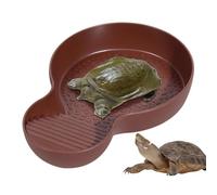 Tortoise Food Dish, Turtle Bathing Pool Ramp, Multifunctional Reptile Water Dish, Aquarium Ornament for Snake, Gecko, Bearded Dragon, and Tortoise Habitat, 7.09x1.65 Inches
