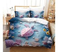 Tortoise Juego Sábanas De Cama Microfibra Juego De Funda De Edredón Poliéster TortugasFunda Nórdica Sábana Encimera Funda De Almohada, Bedding Set Lavable Double（200x200cm）