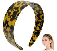 Tortoise Shell Headband with Teeth - 1,5 in Wide Acetate Hair Band for Women, No Slip Thick Leopard Print Hair Hoop, Accesorios retro para el estilo (Light Color) (Light Color)