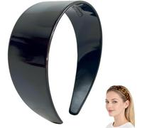 Tortoise Shell Headband with Teeth - 1,5 in Wide Acetate Hair Band for Women, No Slip Thick Leopard Print Hair Hoop, Retro Hair Accessories for Styling (Light color) (Black)