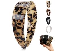 Tortoise Shell Headband with Teeth Grip - Wide Thick Tortoise Headband for Women, 1.5 Inch Flexible No Slip Acetate Hair Accessories for Daily Styling (Light Tortoiseshell)