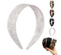 Tortoise Shell Headband with Teeth Grip - Wide Thick Tortoise Headband for Women, 1.5 Inch Flexible No Slip Acetate Hair Accessories for Daily Styling (White)