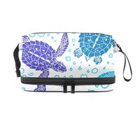 Tortoise Under Water World - Bolsa de cosméticos de doble capa para mujeres y niñas, neceser de viaje para maquillaje, práctica bolsa organizadora con compartimento para cepillos, multicolor, 27x15x14