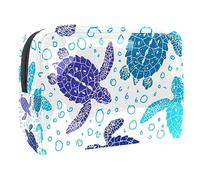 Tortoise Under Water World - Bolsa de cosméticos para mujer, bolsas de aseo de viaje, bolsa grande de PVC para maquillaje, práctica bolsa organizadora con cremallera, multicolor,
