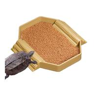 Tortoise Water Bowl, Small Reptile Bath Dish, 2-In-1 Feeding and Bathing Tub, Stain-Resistant Durabled Tray, Perfect for Turtle, Gecko, Snake, Terrarium, Tank Use, 14.9x14.5x2cm Red Brown Beige Yellow