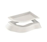 Tortoise Water Dish | ABS, Brown/White, Small 10.6in X 7.7in, Large 14.4in X 11.4in | Reptile Corner Soaking Basin with Anti-Slip Ramp | Lizard Feeder, Terrarium Decor