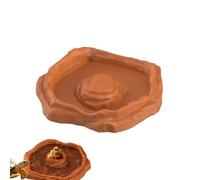 Tortoise Water Dish, Anti-Slip Reptile Bath Basin with Ramp, Refusal Behavior Solution, Multi-Purpose Food and Water Bowl for Aquarium, Tank, Terrarium, Turtle, Gecko, Snake, 7.48x7.2x1.3 inches