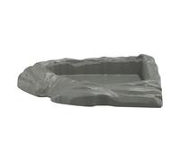 Tortoise Water Dish, Reptile Food Basin, Decorative Habitat Pool, 17.6x14.5x3.5cm, Shallow Feeding Bowl, Natural Rock-Look Container, Resin Stone Finish, for Gecko Bearded Dragon Snake Turtle Tank