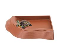 Tortoise Water Dish, Snake Water Dish with Ramp, 14.65x11.61x1.85 Inches, Feeder Tray and Aquarium Decoration, Animal Stand, Anti-Slip Feeding Accessories for Reptiles