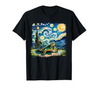 Tortuga Bajo Cielo Estrellado Inspiración Van Gogh Camiseta