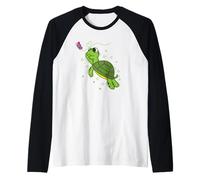 Tortuga con Agua de Reptiles Mariposa Camiseta Manga Raglan