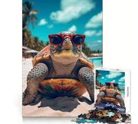 Tortuga con Gafas de Sol en la Playa Rompecabezas para Adultos de 1000 Piezas Ejercicio Inteligente Recreación Tranquila Bordes precisos Elegante (38x52cm)