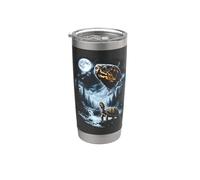 Tortuga de caja oriental aullando a la luna de los años 90 retro Vaso térmico de acero inoxidable de doble pared