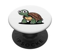 Tortuga de Dibujos Animados con Ojos tontos y Concha marrón PopSockets PopGrip Adhesivo